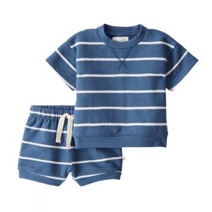 Little Planet Blue and White Striped Set